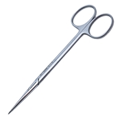 Plastic Strabismus Stitch Scissor Straight With Round Shanks Overall Length 4 1/2" (115mm) Sharp Rounded Blades With Precision Quality Two Tone Finish Country Of Origin Germany 